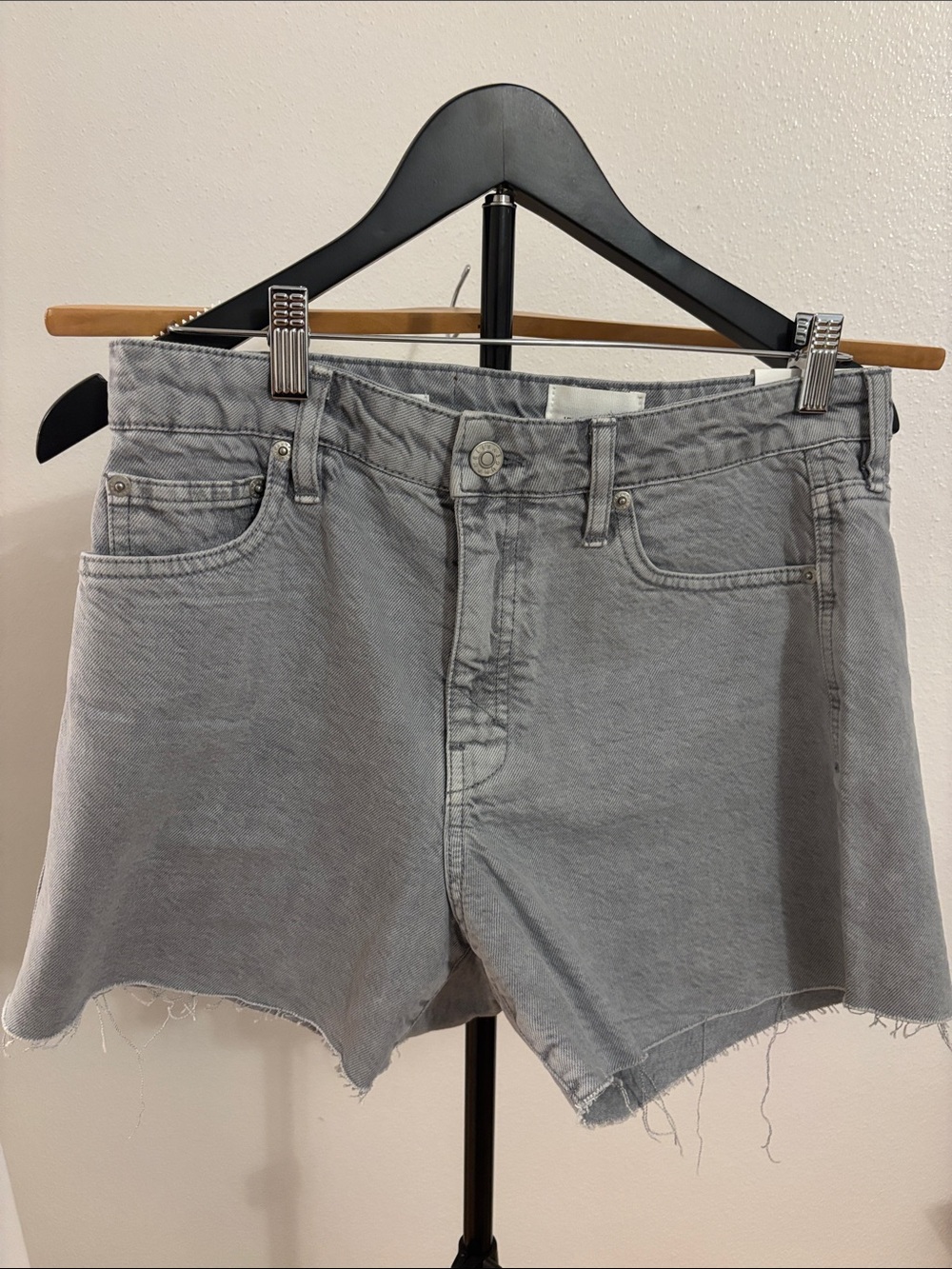 Women's Gray Denim Cutoff Shorts with Raw Hem
